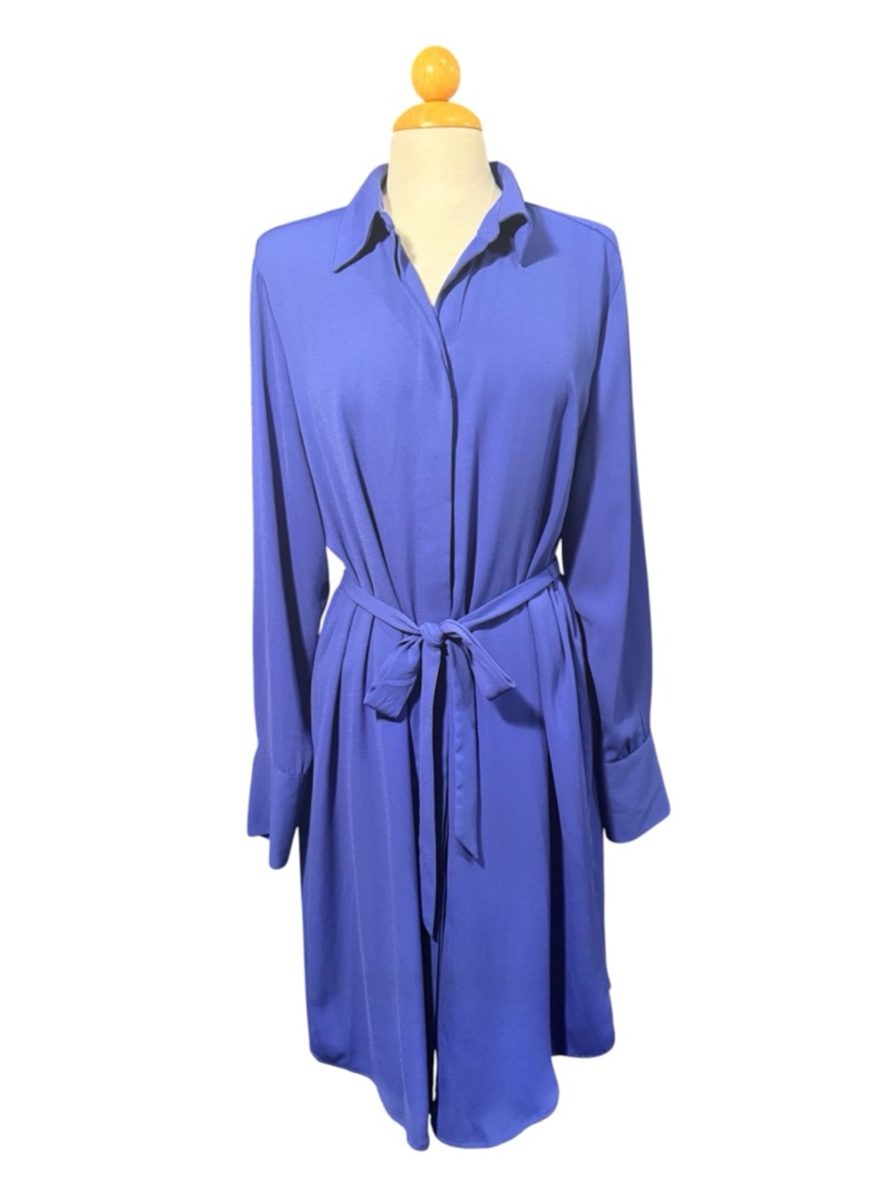 NWT Prologue Periwinkle Blue Midi Shirt Dress with Self-Tie Waist